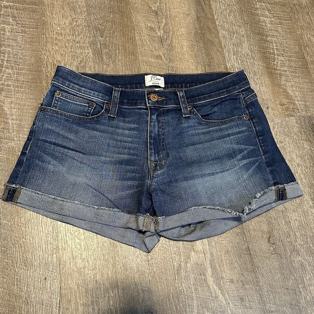 J. Crew Cuffed‎ Frayed Hem Essential Pockets Denim Jean Shorts Sz 27